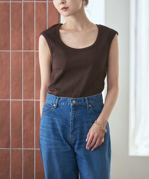 CLOSED(クローズド)の「CLOSED/クローズド Cap sleeve t-shirt(Tシャツ/カットソー・レディース・ブラウン/アイボリー・SMALL)」の5枚目の写真