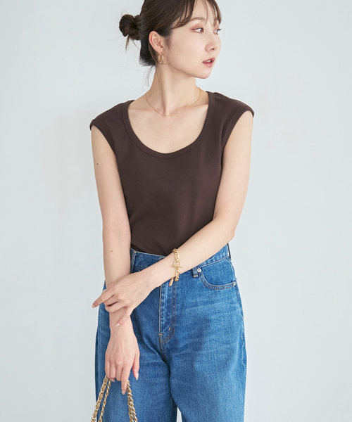 CLOSED(クローズド)の「CLOSED/クローズド Cap sleeve t-shirt(Tシャツ/カットソー・レディース・ブラウン/アイボリー・SMALL)」の8枚目の写真