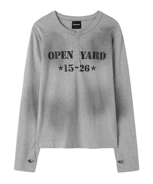 Openyard(オープンヤード)の「『Openyard/オープンヤード』 DIRTY STENCIL HENLEY LONG SLEEVE TEE/ダーティステンシルヘンリー長袖シャツ(Tシャツ/カットソー・メンズ・グレー/ホワイト/ブラック・M/S/L)」の22枚目の写真