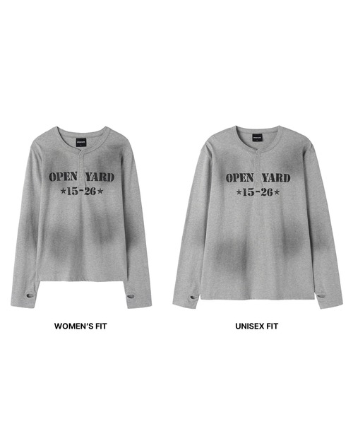 Openyard(オープンヤード)の「『Openyard/オープンヤード』 DIRTY STENCIL HENLEY LONG SLEEVE TEE/ダーティステンシルヘンリー長袖シャツ(Tシャツ/カットソー・メンズ・グレー/ホワイト/ブラック・M/S/L)」の21枚目の写真