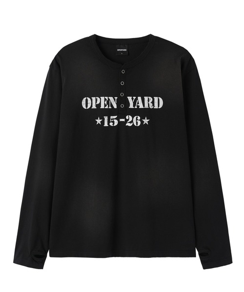 Openyard(オープンヤード)の「『Openyard/オープンヤード』 DIRTY STENCIL HENLEY LONG SLEEVE TEE/ダーティステンシルヘンリー長袖シャツ(Tシャツ/カットソー・メンズ・グレー/ホワイト/ブラック・M/S/L)」の19枚目の写真