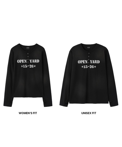 Openyard(オープンヤード)の「『Openyard/オープンヤード』 DIRTY STENCIL HENLEY LONG SLEEVE TEE/ダーティステンシルヘンリー長袖シャツ(Tシャツ/カットソー・メンズ・グレー/ホワイト/ブラック・M/S/L)」の16枚目の写真
