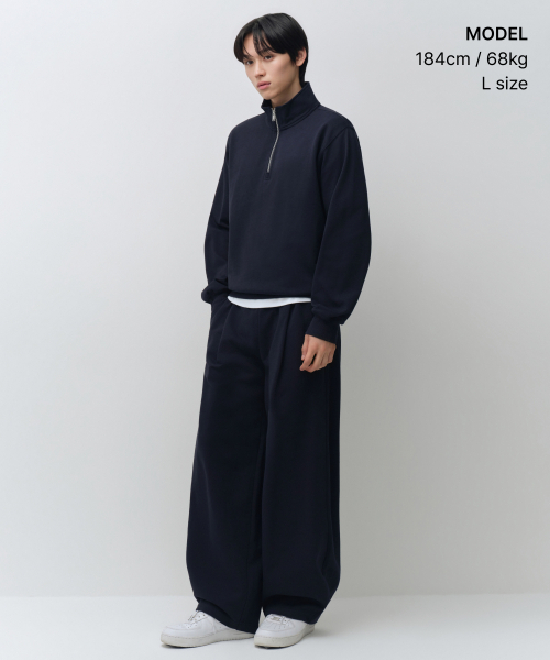 MUSINSA STANDARD（ムシンサスタンダード）の「クォーター ジャケット スウェットシャツ [ネイビー]（スウェット・メンズ・その他・SMALL/MEDIUM/3XL/2XL/LARGE/X-LARGE）」の2枚目の写真