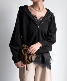 ハーフジップフーディーニット