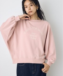 2WAYロゴ裏毛トップス 秋服 冬服　クルーネック　スウェット　トレーナー　ワンショルダー