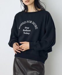 2WAYロゴ裏毛トップス 秋服 冬服　クルーネック　スウェット　トレーナー　ワンショルダー
