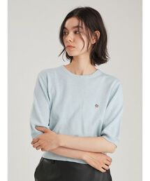 カシミヤ混クロップドニットプルオーバー