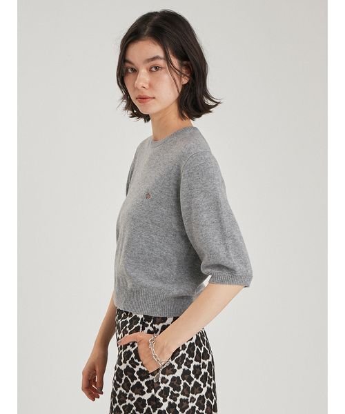 Mila Owen(ミラオーウェン)の「カシミヤ混クロップドニットプルオーバー(ニット/セーター・レディース・キャメル/グレー/ライトブルー・F)」の7枚目の写真