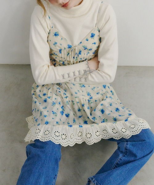 idem(イデム)の「lace cami onepiece / レースキャミワンピース(ワンピース・レディース・ブラウン/ブルー/その他1/ブラック/グリーン/アイボリー/クリーム/ナチュラル/その他2・FREE)」の1枚目の写真
