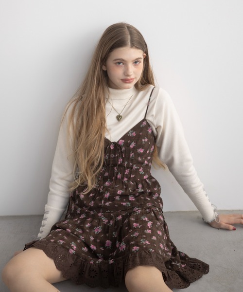 idem(イデム)の「lace cami onepiece / レースキャミワンピース(ワンピース・レディース・ブラウン/ブルー/その他1/ブラック/グリーン/アイボリー/クリーム/ナチュラル/その他2・FREE)」の4枚目の写真