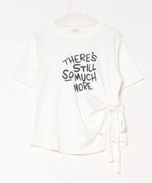 フロント英字プリント サイドリボン 半袖Tシャツ