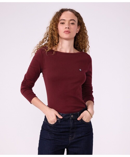 PETIT BATEAU(プチバトー)の「ボートネック長袖Tシャツ(Tシャツ/カットソー・レディース・レッド・LARGE)」の1枚目の写真