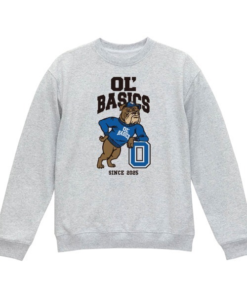 Ol' Basics(オールベーシックス)の「Ol' Basics(オール・ベーシックス) トレーナー レディース ユニセックス スウェット ブルドッグイラスト ロゴ プリント スウェットシャツ スエット プルオーバー トップス アメカジ(スウェット・レディース・ホワイト/ブラック/アッシュ・S)」の1枚目の写真