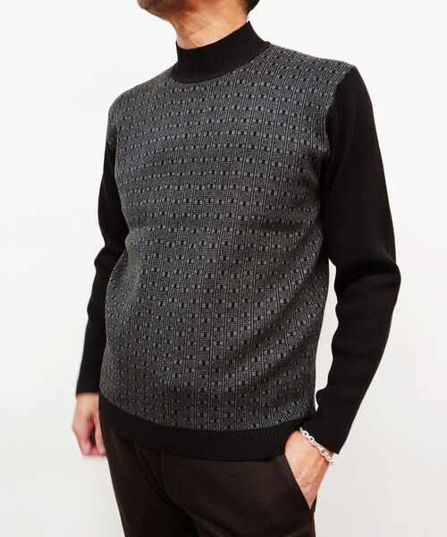 NICOLE selection(ニコルセレクション)の「幾何学柄モックネックニットプルオーバー(ニット/セーター・メンズ・その他2/ボルドー/その他3/ライトグレー・L/M/XL)」の4枚目の写真
