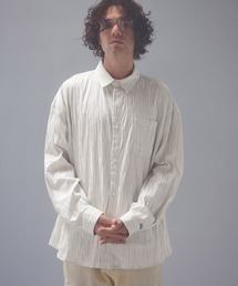 ms6671-stitched calm pinchstripe shirt ストライプシャツ(AP2625004)