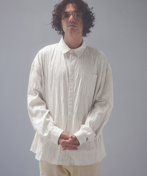 ADAM PATEK(アダムパテック)の「ms6671-stitched calm pinchstripe shirt ストライプシャツ(AP2625004)(シャツ/ブラウス・メンズ・ブルー/ホワイト・1/2)」の1枚目の写真