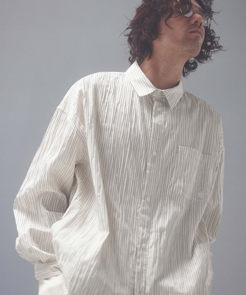 ADAM PATEK(アダムパテック)の「ms6671-stitched calm pinchstripe shirt ストライプシャツ(AP2625004)(シャツ/ブラウス・メンズ・ブルー/ホワイト・1/2)」の3枚目の写真
