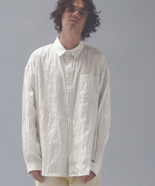 ADAM PATEK(アダムパテック)の「ms6671-stitched calm pinchstripe shirt ストライプシャツ(AP2625004)(シャツ/ブラウス・メンズ・ブルー/ホワイト・1/2)」の4枚目の写真