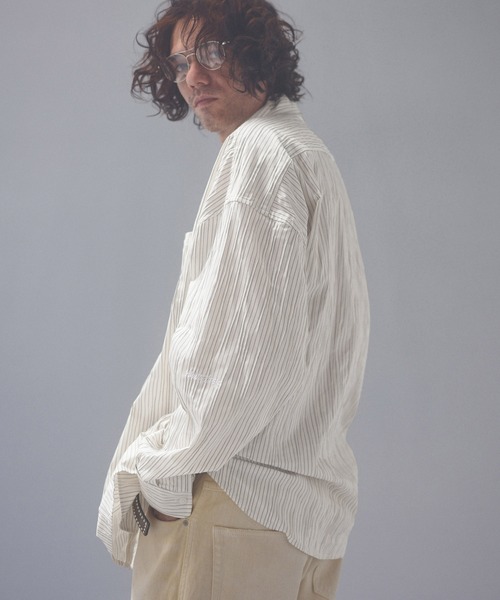 ADAM PATEK(アダムパテック)の「ms6671-stitched calm pinchstripe shirt ストライプシャツ(AP2625004)(シャツ/ブラウス・メンズ・ブルー/ホワイト・1/2)」の5枚目の写真