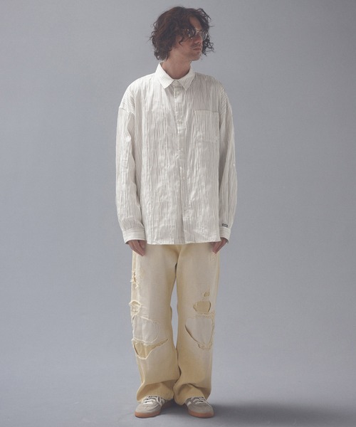 ADAM PATEK(アダムパテック)の「ms6671-stitched calm pinchstripe shirt ストライプシャツ(AP2625004)(シャツ/ブラウス・メンズ・ブルー/ホワイト・1/2)」の6枚目の写真