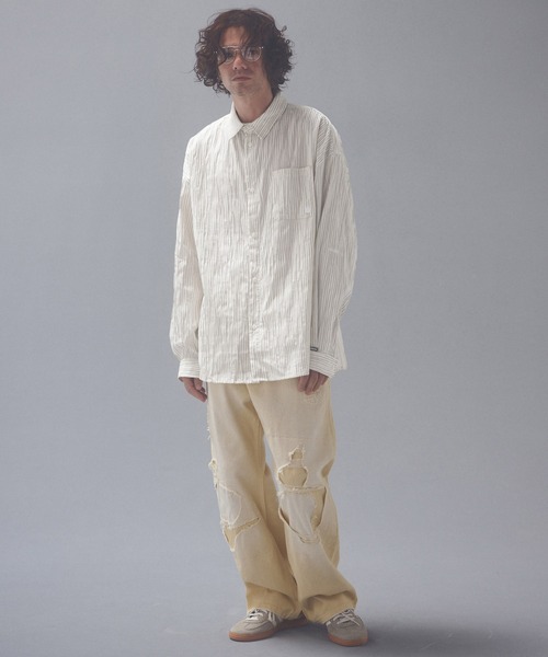 ADAM PATEK(アダムパテック)の「ms6671-stitched calm pinchstripe shirt ストライプシャツ(AP2625004)(シャツ/ブラウス・メンズ・ブルー/ホワイト・1/2)」の7枚目の写真