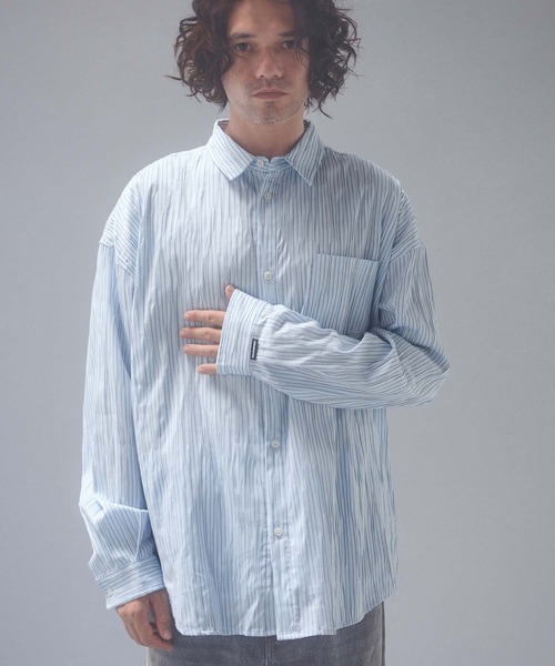 ADAM PATEK(アダムパテック)の「ms6671-stitched calm pinchstripe shirt ストライプシャツ(AP2625004)(シャツ/ブラウス・メンズ・ブルー/ホワイト・1/2)」の9枚目の写真