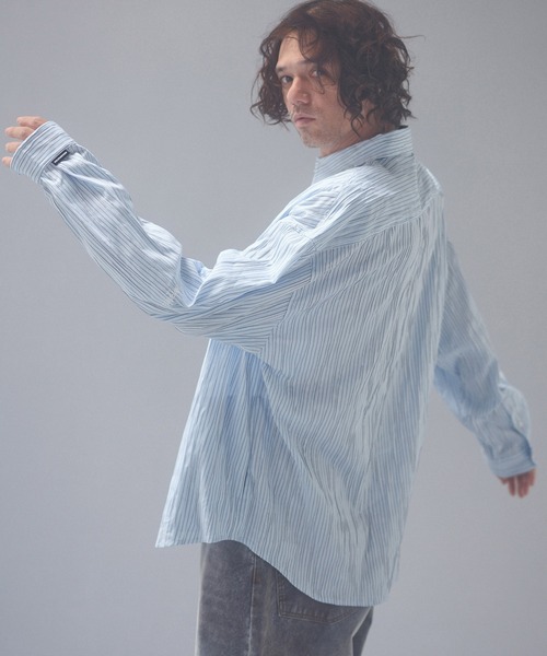 ADAM PATEK(アダムパテック)の「ms6671-stitched calm pinchstripe shirt ストライプシャツ(AP2625004)(シャツ/ブラウス・メンズ・ブルー/ホワイト・1/2)」の10枚目の写真