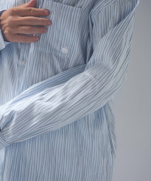 ADAM PATEK(アダムパテック)の「ms6671-stitched calm pinchstripe shirt ストライプシャツ(AP2625004)(シャツ/ブラウス・メンズ・ブルー/ホワイト・1/2)」の11枚目の写真