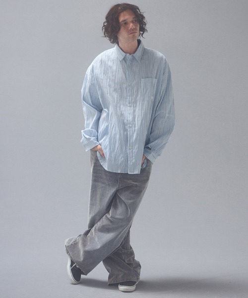 ADAM PATEK(アダムパテック)の「ms6671-stitched calm pinchstripe shirt ストライプシャツ(AP2625004)(シャツ/ブラウス・メンズ・ブルー/ホワイト・1/2)」の13枚目の写真