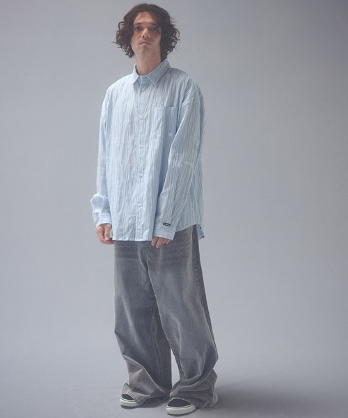 ADAM PATEK(アダムパテック)の「ms6671-stitched calm pinchstripe shirt ストライプシャツ(AP2625004)(シャツ/ブラウス・メンズ・ブルー/ホワイト・1/2)」の14枚目の写真