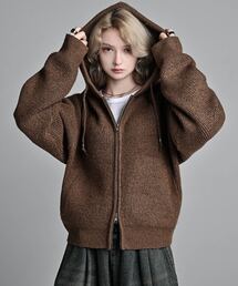 ADRER（アドラー）の「wool blend full-zip knit short parka / ウールブレンドフルジップニットショートパーカー（パーカー）」