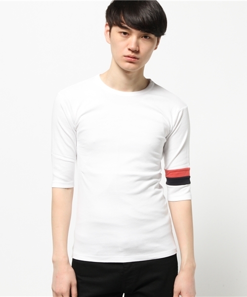 KRIFF MAYER（クリフメイヤー）の「タイトフィット袖切替5分袖Ｔシャツ（Tシャツ/カットソー・メンズ・グレー/ホワイト/グリーン/ピンク/チャコール/ネイビー・LARGE/MEDIUM）」の10枚目の写真