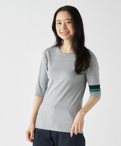 KRIFF MAYER（クリフメイヤー）の「タイトフィット袖切替5分袖Ｔシャツ（Tシャツ/カットソー・メンズ・グレー/ホワイト/グリーン/ピンク/チャコール/ネイビー・LARGE/MEDIUM）」の2枚目の写真