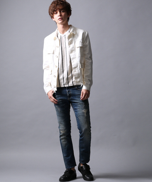 5351 POUR LES HOMMES(ゴーサンゴーイチプールオム)の「メモリーストライプVネック(Tシャツ/カットソー・メンズ・アイボリー/ブラック・1/2/3)」の11枚目の写真