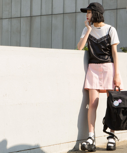 WEGO（ウィゴー）の「WEGO/ランジェリーキャミソール（キャミソール・レディース・ブラック/サックスブルー/ホワイト/ピンク/ライトピンク・FREE）」の15枚目の写真