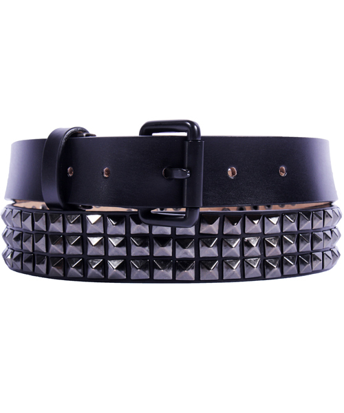 8(eight)(エイト)の「3連 スタッズベルト 本革 シンプル(ベルト・メンズ・シルバー/ブラック・FREE)」の2枚目の写真