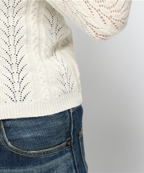 SLY（スライ）の「LACE WORK HG ラッフルTOPS（ニット/セーター・レディース・オレンジ系その他/オフホワイト/ブラック・1/2）」の10枚目の写真