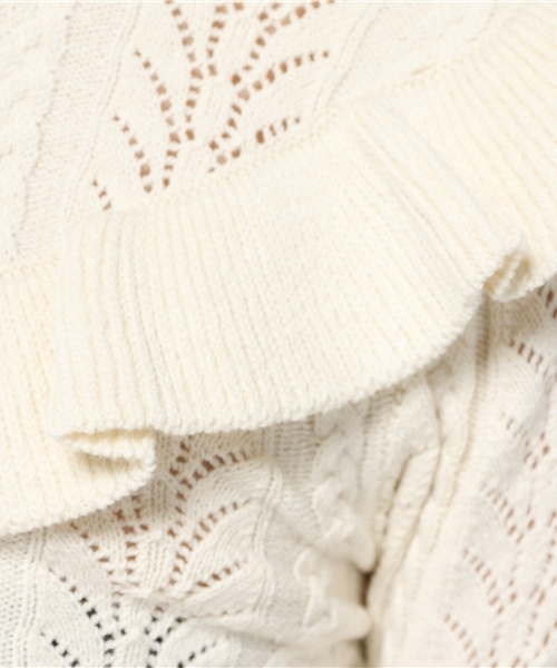 SLY（スライ）の「LACE WORK HG ラッフルTOPS（ニット/セーター・レディース・オレンジ系その他/オフホワイト/ブラック・1/2）」の11枚目の写真