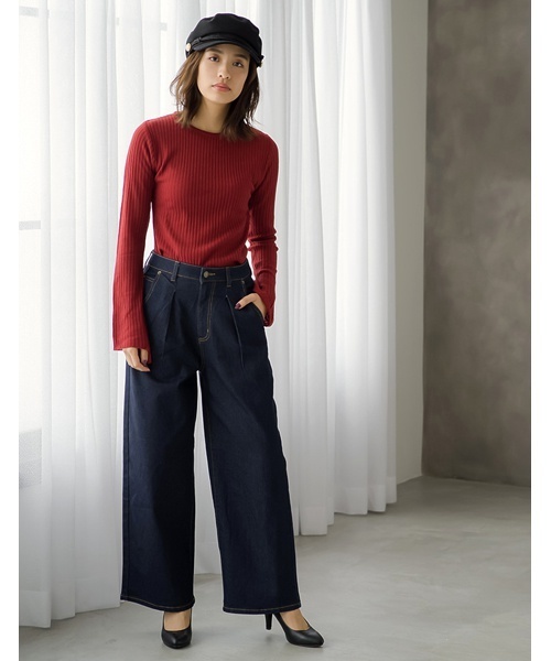 Re:EDIT（リエディ）の「[リエディ]リブニットソーフレアスリーブトップス[2016秋冬新作]トップス/ニットトップス（ニット/セーター・レディース・ブラック/アイボリー/ワイン/ベージュ/グレー・MEDIUM）」の13枚目の写真