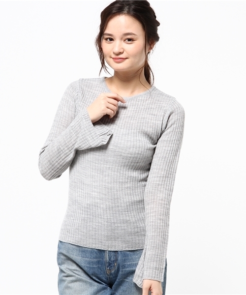 Re:EDIT（リエディ）の「[リエディ]リブニットソーフレアスリーブトップス[2016秋冬新作]トップス/ニットトップス（ニット/セーター・レディース・ブラック/アイボリー/ワイン/ベージュ/グレー・MEDIUM）」の3枚目の写真