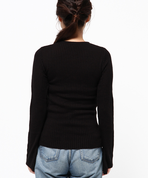 Re:EDIT（リエディ）の「[リエディ]リブニットソーフレアスリーブトップス[2016秋冬新作]トップス/ニットトップス（ニット/セーター・レディース・ブラック/アイボリー/ワイン/ベージュ/グレー・MEDIUM）」の8枚目の写真