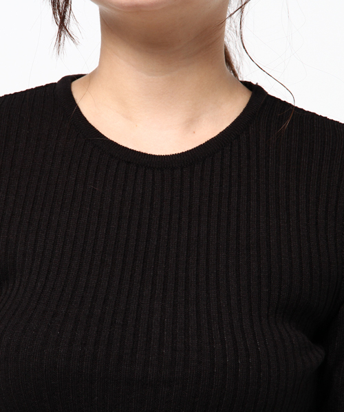 Re:EDIT（リエディ）の「[リエディ]リブニットソーフレアスリーブトップス[2016秋冬新作]トップス/ニットトップス（ニット/セーター・レディース・ブラック/アイボリー/ワイン/ベージュ/グレー・MEDIUM）」の9枚目の写真