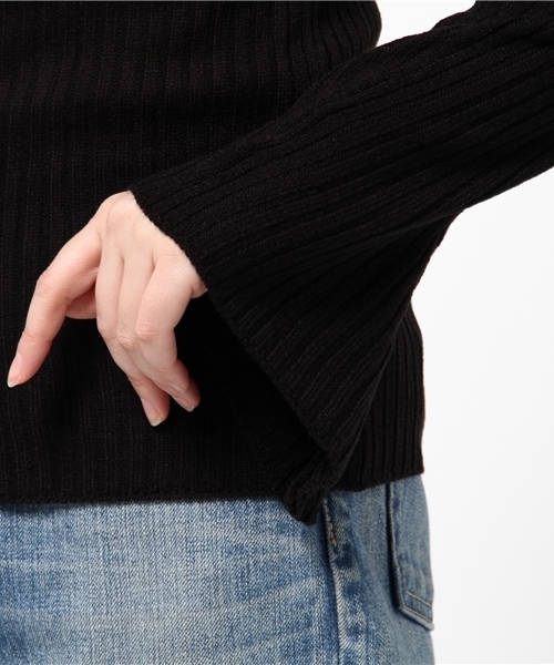 Re:EDIT（リエディ）の「[リエディ]リブニットソーフレアスリーブトップス[2016秋冬新作]トップス/ニットトップス（ニット/セーター・レディース・ブラック/アイボリー/ワイン/ベージュ/グレー・MEDIUM）」の10枚目の写真