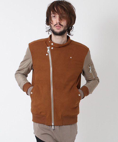 NO ID.（ノーアイディ）の「mj4437-ｳｰﾙｼﾞｬｰｼﾞｰ×ｸﾞﾛｸﾞﾗﾝWﾗｲﾀﾞｰｽMA-1-BLZ ﾌﾞﾙｿﾞﾝ（MA-1・メンズ・アッシュグレー/ブラック/ベージュ・2/3/1）」の20枚目の写真