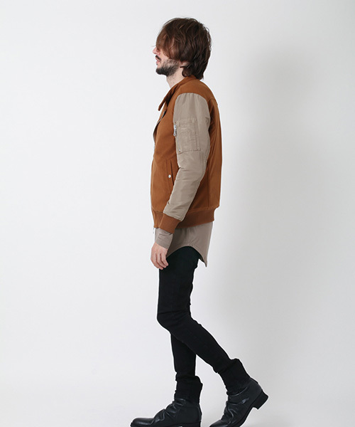 NO ID.（ノーアイディ）の「mj4437-ｳｰﾙｼﾞｬｰｼﾞｰ×ｸﾞﾛｸﾞﾗﾝWﾗｲﾀﾞｰｽMA-1-BLZ ﾌﾞﾙｿﾞﾝ（MA-1・メンズ・アッシュグレー/ブラック/ベージュ・2/3/1）」の16枚目の写真