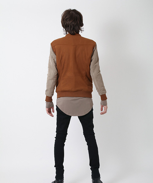 NO ID.（ノーアイディ）の「mj4437-ｳｰﾙｼﾞｬｰｼﾞｰ×ｸﾞﾛｸﾞﾗﾝWﾗｲﾀﾞｰｽMA-1-BLZ ﾌﾞﾙｿﾞﾝ（MA-1・メンズ・アッシュグレー/ブラック/ベージュ・2/3/1）」の17枚目の写真