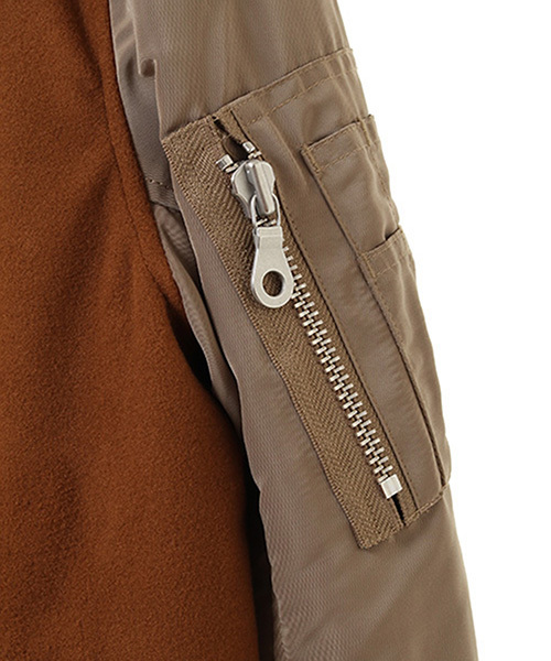 NO ID.（ノーアイディ）の「mj4437-ｳｰﾙｼﾞｬｰｼﾞｰ×ｸﾞﾛｸﾞﾗﾝWﾗｲﾀﾞｰｽMA-1-BLZ ﾌﾞﾙｿﾞﾝ（MA-1・メンズ・アッシュグレー/ブラック/ベージュ・2/3/1）」の12枚目の写真