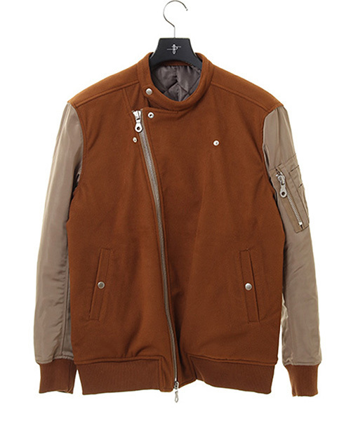 NO ID.（ノーアイディ）の「mj4437-ｳｰﾙｼﾞｬｰｼﾞｰ×ｸﾞﾛｸﾞﾗﾝWﾗｲﾀﾞｰｽMA-1-BLZ ﾌﾞﾙｿﾞﾝ（MA-1・メンズ・アッシュグレー/ブラック/ベージュ・2/3/1）」の7枚目の写真