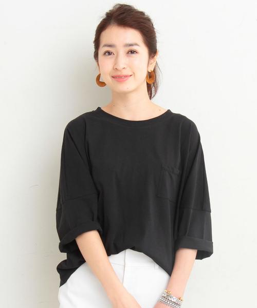 BEAUTY&YOUTH UNITED ARROWS（ビューティーアンドユースユナイテッドアローズ）の「BY∴ ドルマンポケット6分袖カットソー ◆（Tシャツ/カットソー・レディース・ホワイト/ブラック/ナチュラル/マスタード/オリーブ/ダークグリーン・FREE）」の3枚目の写真