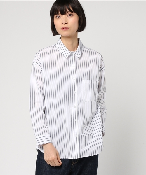 N.（N. Natural Beauty Basic）（エヌエヌナチュラルビューティーベーシック）の「コットンBIGシャツ（シャツ/ブラウス・レディース・ホワイト/ホワイト系その他/ダークネイビー・MEDIUM）」の12枚目の写真